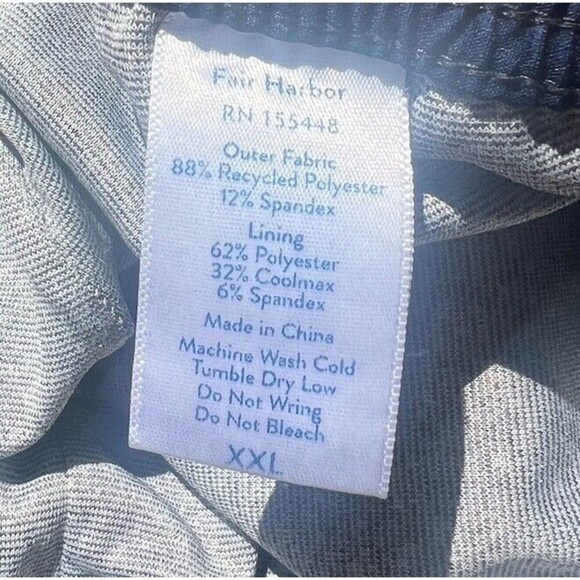 Fair Harbor Shorts Swim Trunks Palm Leaf Tree Lined Men Size 2XL Blue Drawstring - Picture 4 of 4